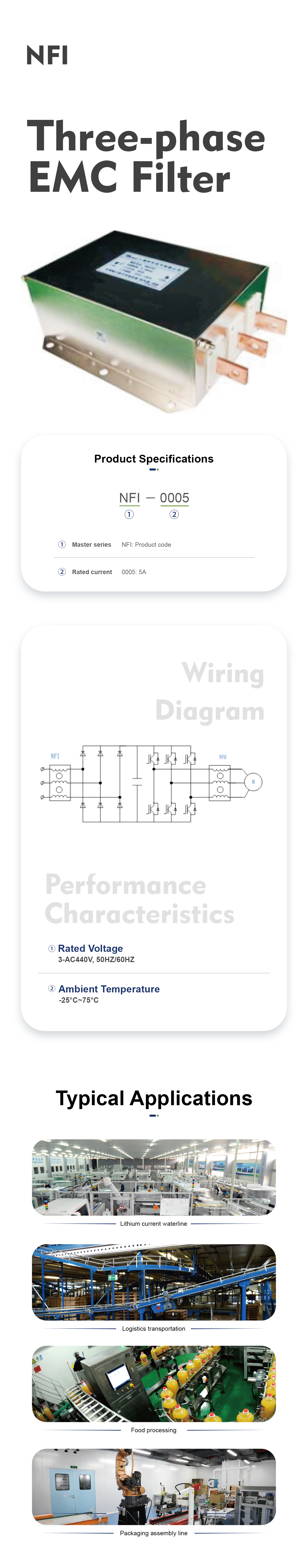 Three-phase EMC filter diescription