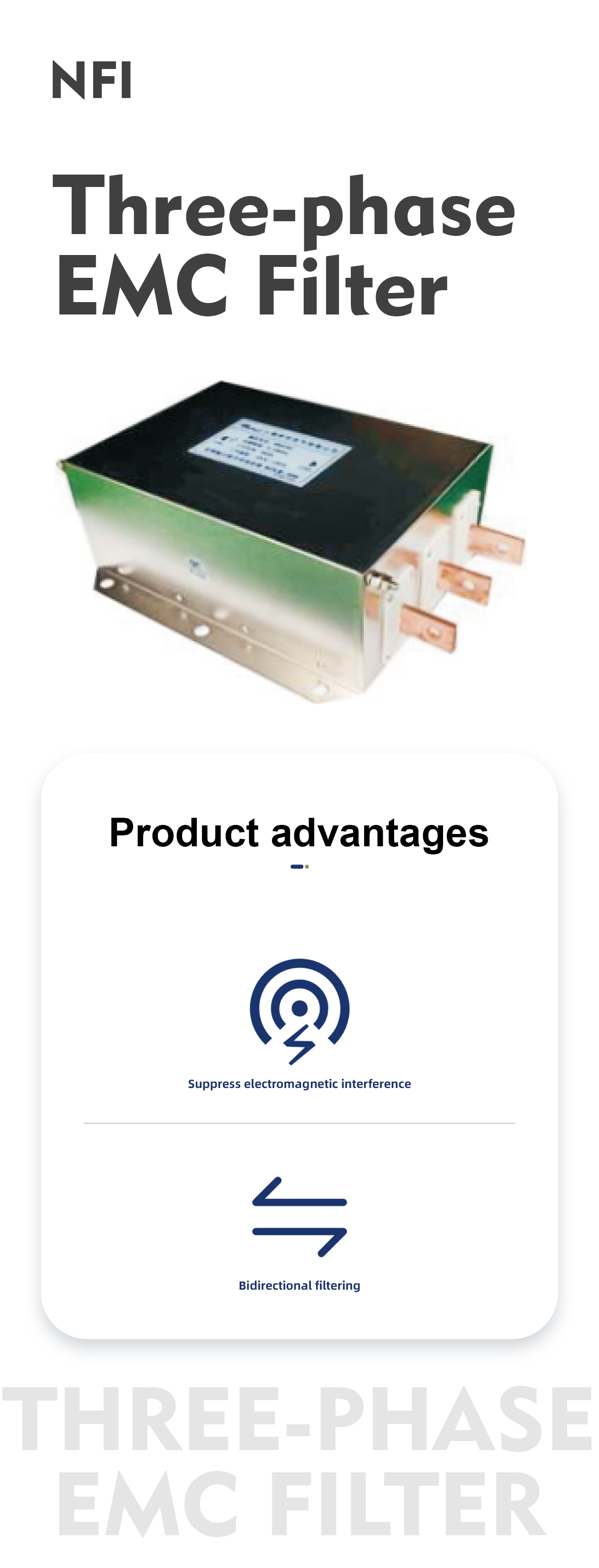 Three-phase EMC filter advantage